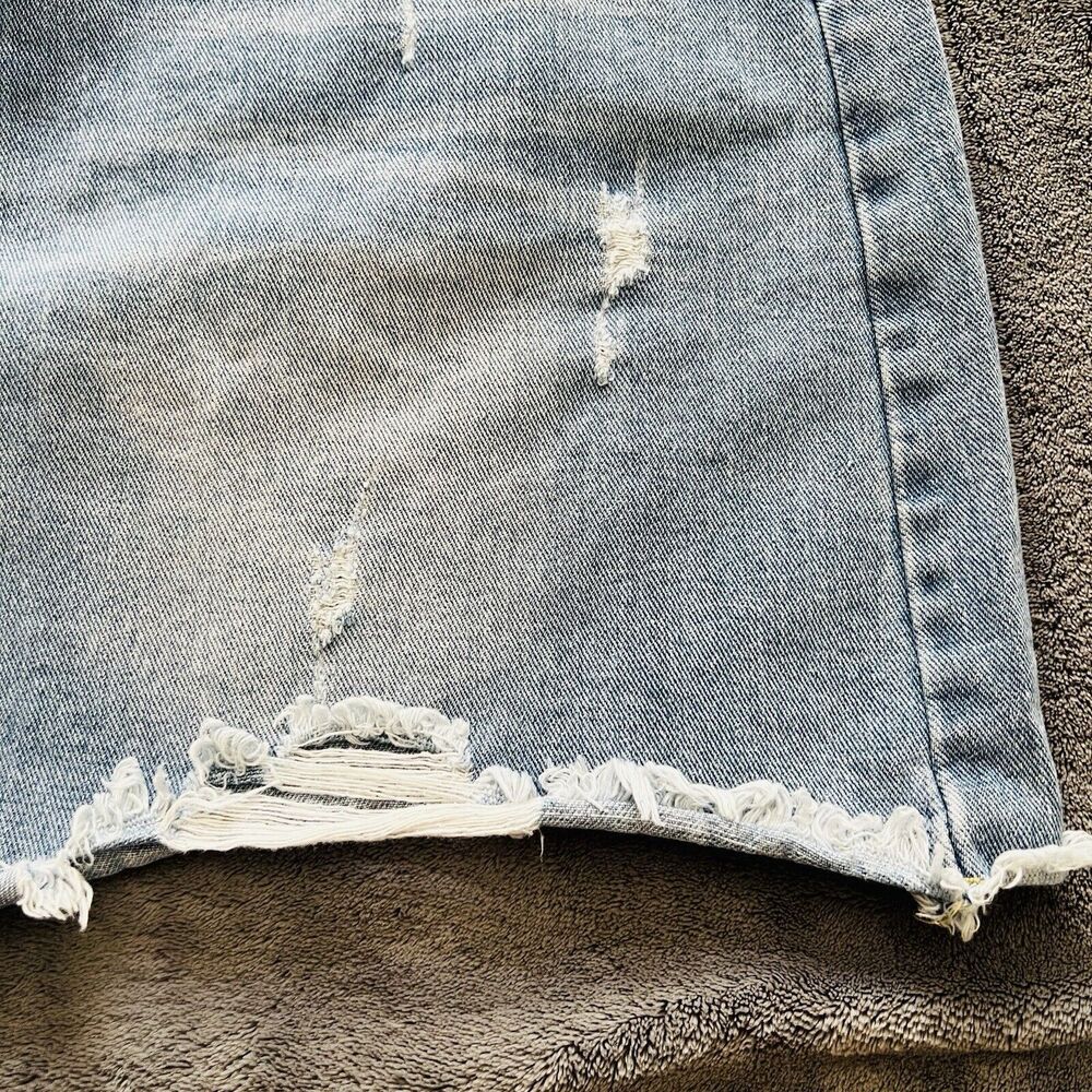 Jean Mini Skirt Denim Distressed Faded Y2K Punk Grunge Summer Festival Size 14 - Picture 3 of 6